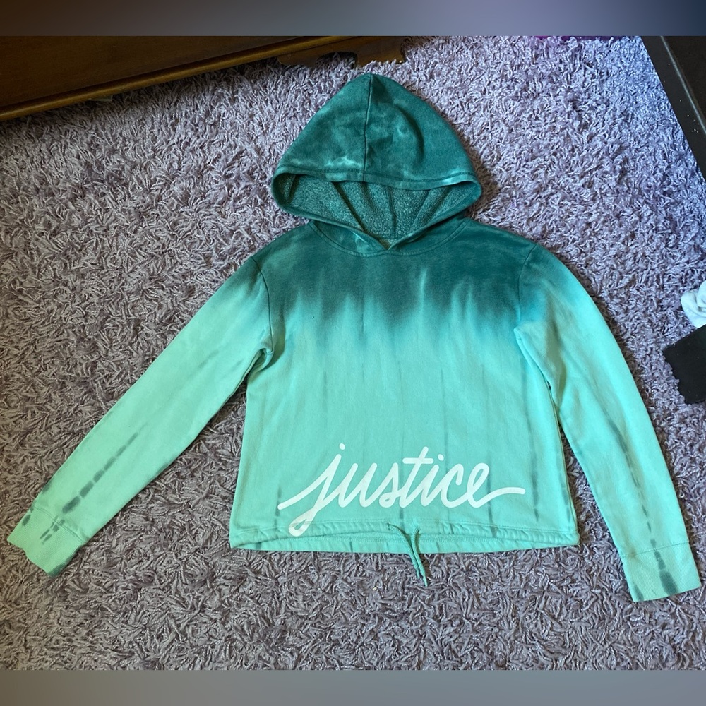 Justice Ombre Teal Blue Hoodie size 12
